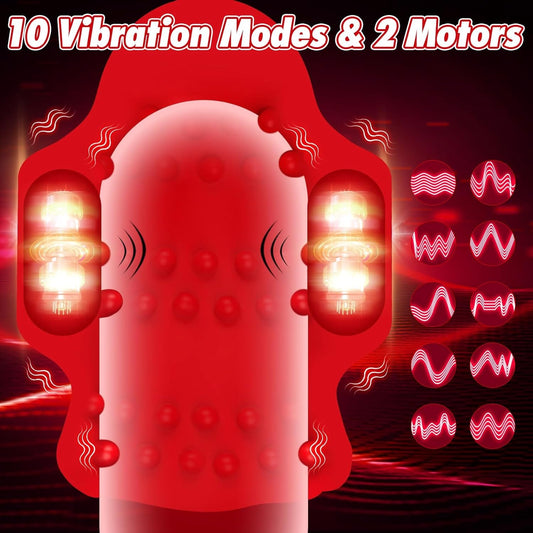 Mouth 360° Wrapped Penis Vibrator with LCD Display For Glans Training