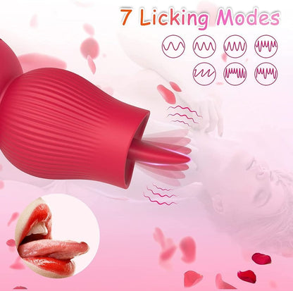 Rose Sucking and Tongue Vibrator 2 in 1 Rose Toy