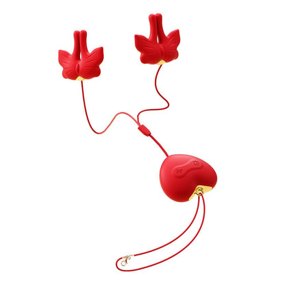 Butterfly Vibrating Neck-hanging Nipple Clamp Sexual Pleasure Tool