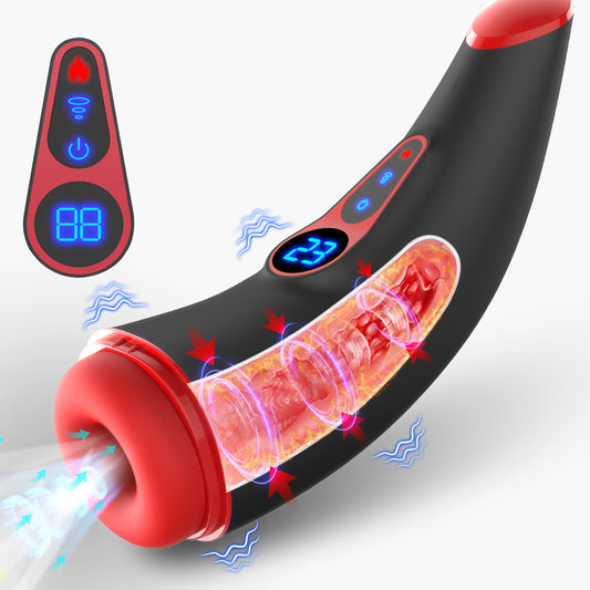 Men's Automatic Piston Telescopic Mouth Sucking Heating Electric Massager